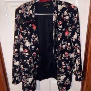 Lane Bryant Dark Navy Floral Blazer
